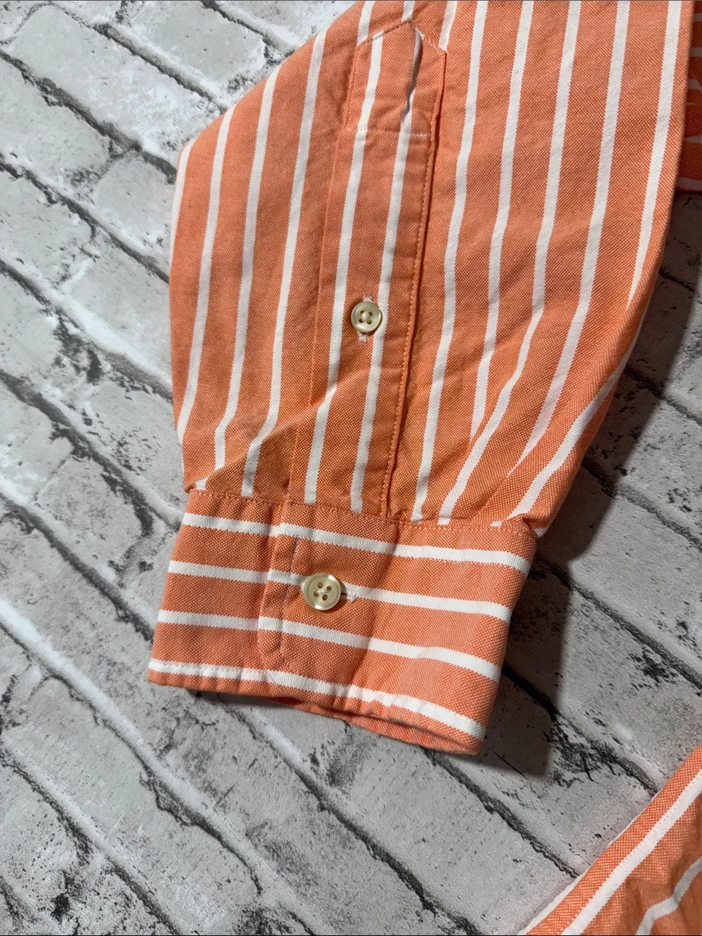 Polo Ralph Lauren mens L Large orange stripe classic fit oxford button up shirt